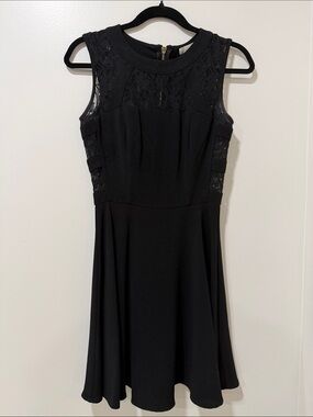 GB girls - Juniors size Small - Black Lace-Panel Midi Fit & Flare Dress